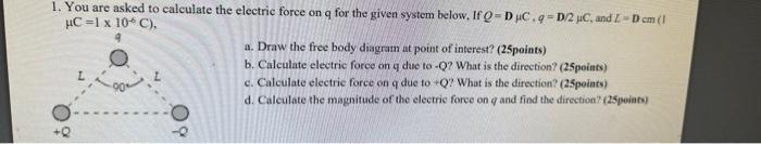 Solved 1. You are asked to calculate the electric force on q | Chegg.com