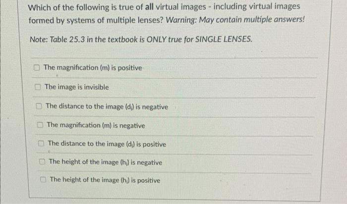 Solved Which of the following is true of all virtual images | Chegg.com