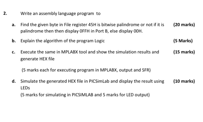 2. Write an assembly language program to a. (20 | Chegg.com