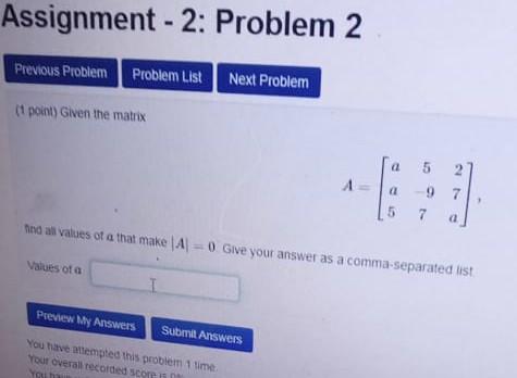 Solved Assignment - 2: Problem 2 Previous Problem Problem | Chegg.com