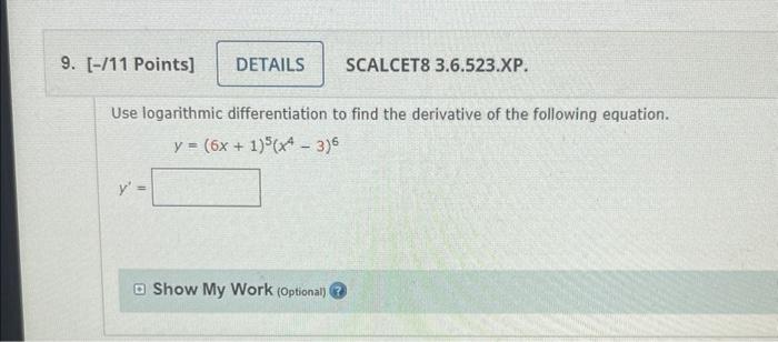 Solved Use logarithmic differentiation to find the | Chegg.com