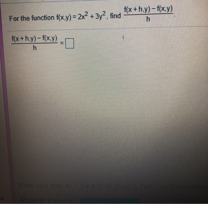 Solved F X H Y F X Y For The Function F X Y 2x2