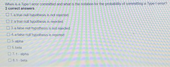 Solved When is a Type I error committed and what is the | Chegg.com
