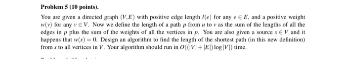 Solved Problem 5 (10 points). You are given a directed graph | Chegg.com