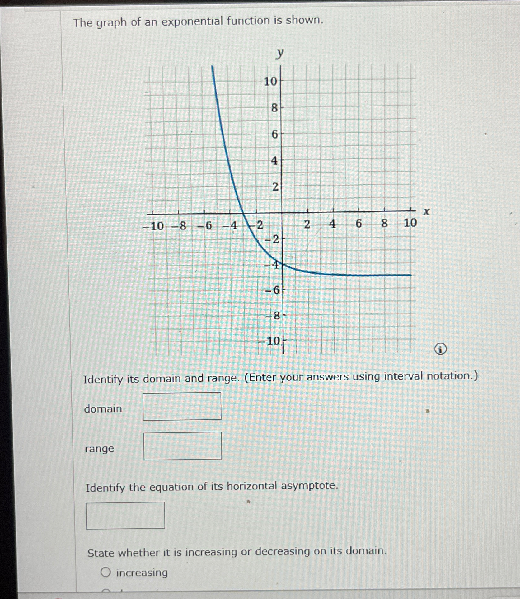 Solved The graph of an exponential function is | Chegg.com