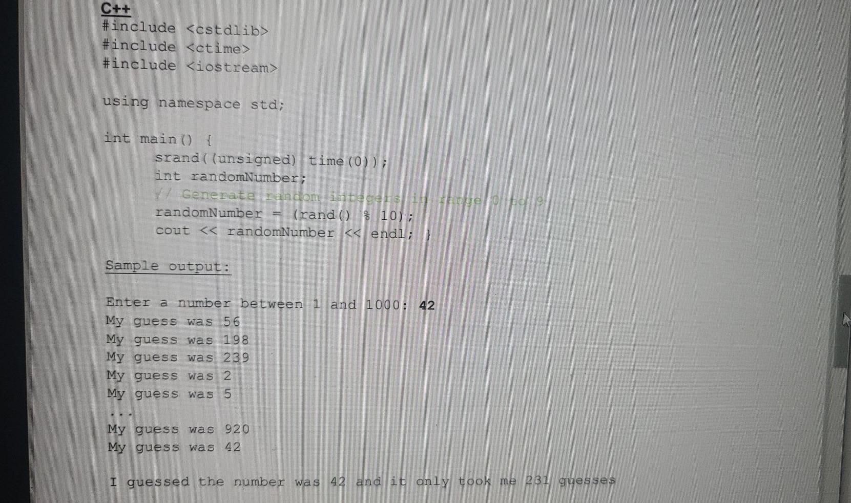 Solved Lab6B: Pick a number between 1 and 1000 For this lab, | Chegg.com