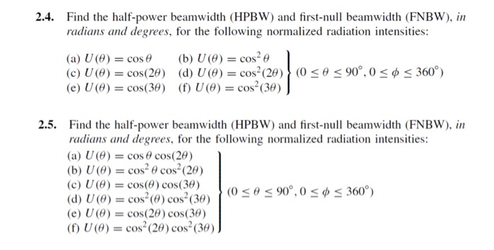 Solved 2.4. Find The Half-power Beamwidth (HPBW) And | Chegg.com