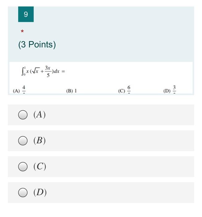 Solved 11 Question * (2 Points) The solution of the equation | Chegg.com