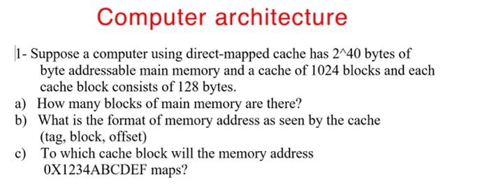 Solved Computer Architecture 1- Suppose A Computer Using | Chegg.com