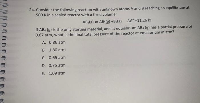 Solved 24. Consider The Following Reaction With Unknown | Chegg.com