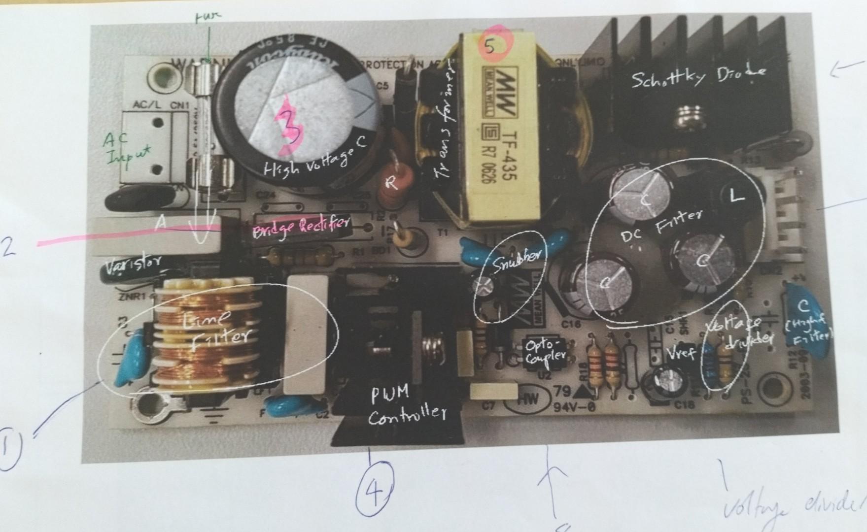 Solved for this power supply, explain the function of each