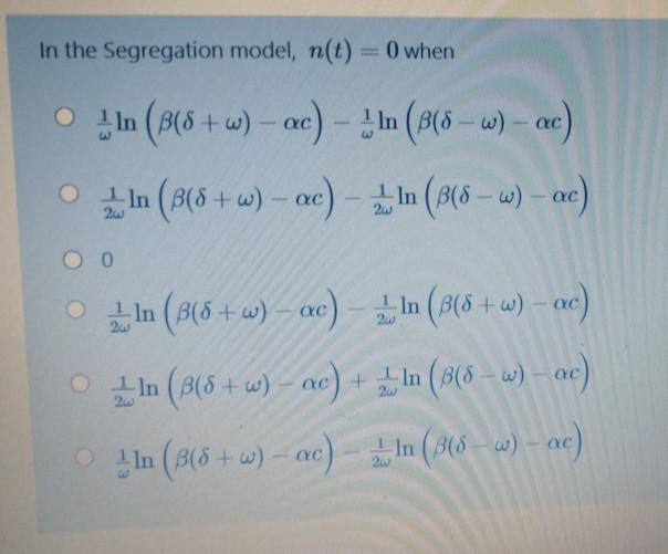 Solved In The Segregation Model N T 0 When In B15 W Chegg Com