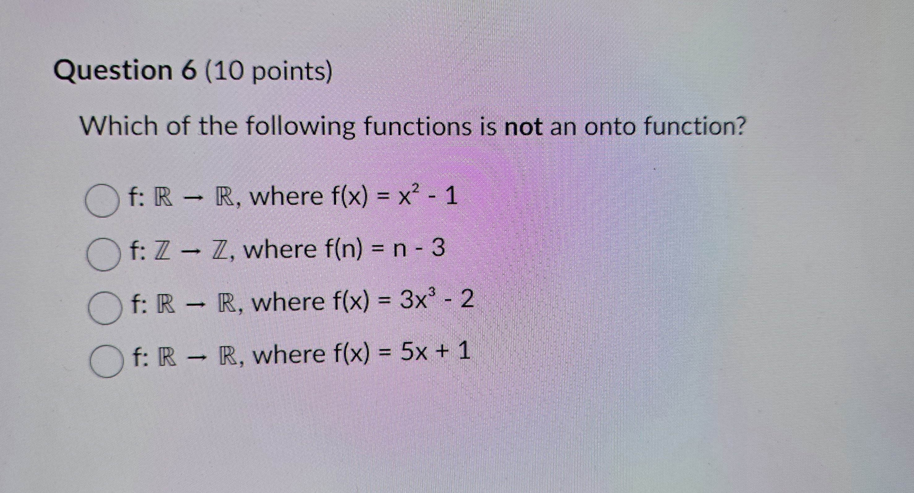 Solved Question 6 (10 ﻿points)Which of ﻿the following | Chegg.com