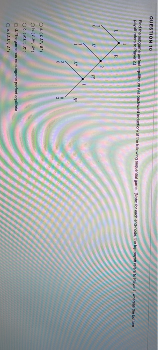 Solved QUESTION 10 Find The Subgame Perfect Equilibrium A | Chegg.com