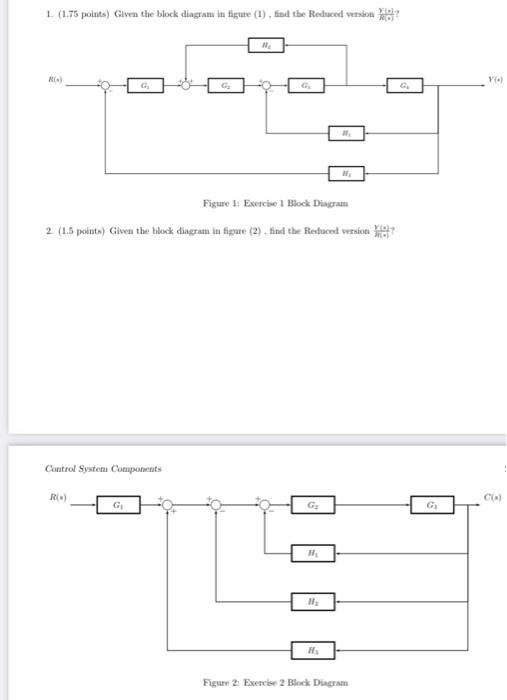 Solved 1. (1.75 points) Given the block diagram in figure | Chegg.com