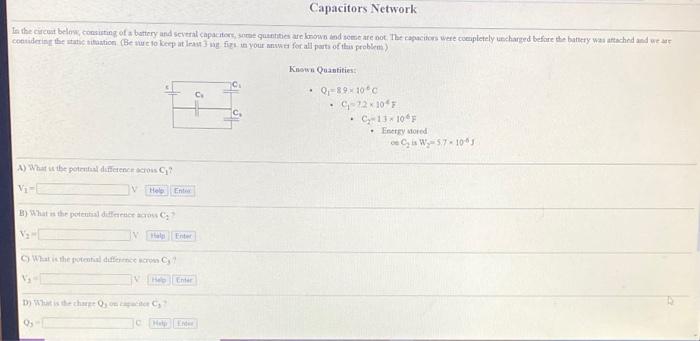 Solved Capacitors Network In the circuit below, consisting | Chegg.com