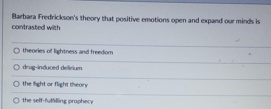 Solved Barbara Fredrickson's theory that positive emotions | Chegg.com