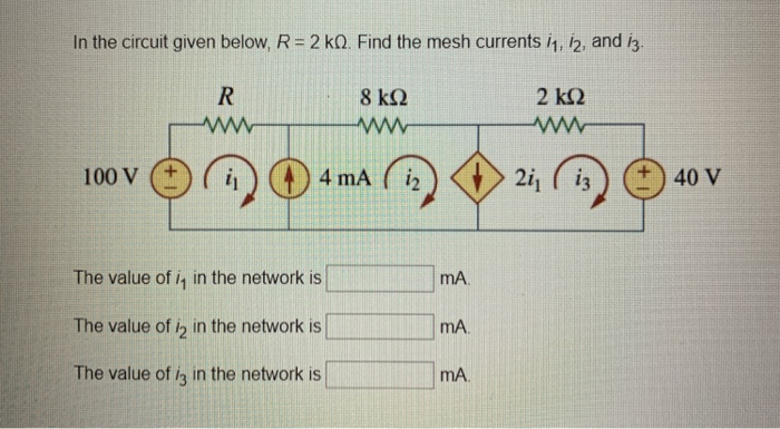 Solved In the circuit given below, R= 2 kg. Find the mesh | Chegg.com