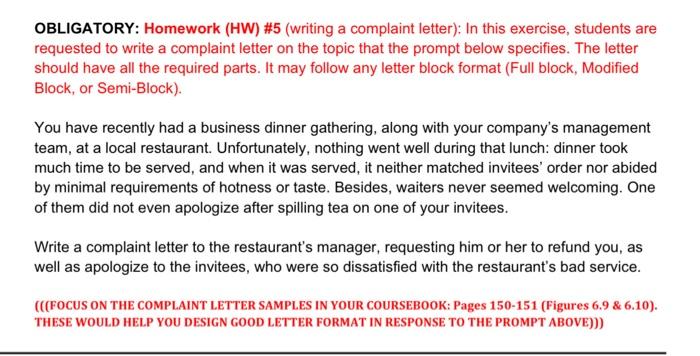 complaint letter example for bad service