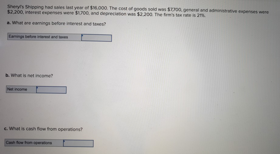 Solved Sheryl s Shipping Had Sales Last Year Of 16 000 The Chegg