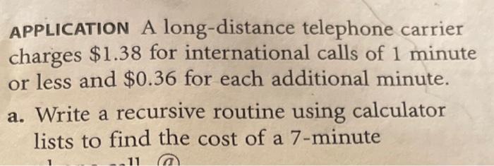 Solved APPLICATION A long-distance telephone carrier charges | Chegg.com