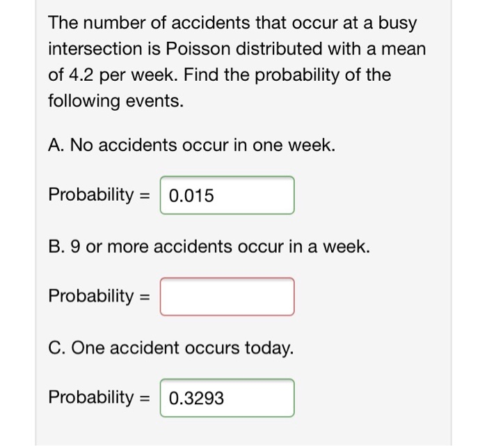 Solved The Number Of Accidents That Occur At A Busy | Chegg.com