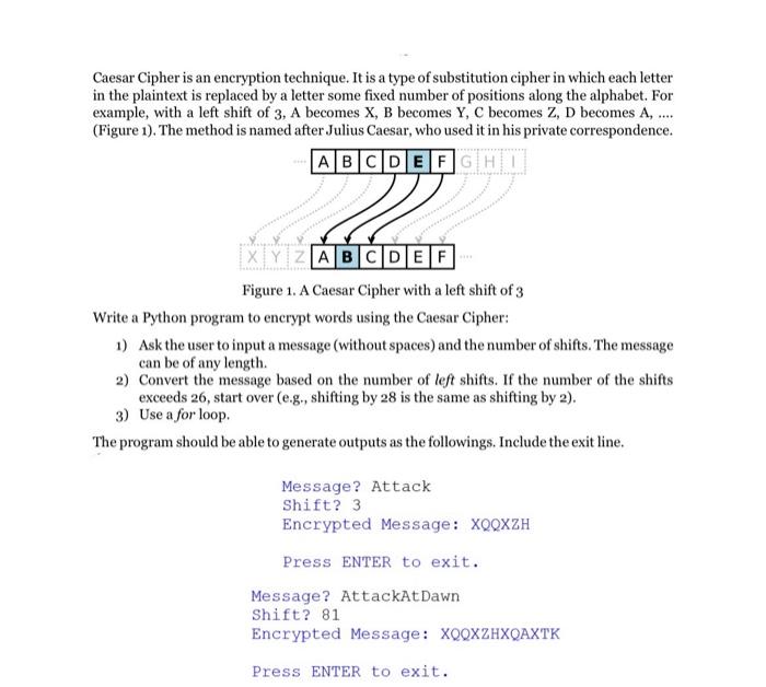 Solved Caesar Cipher is an encryption technique. It is a | Chegg.com