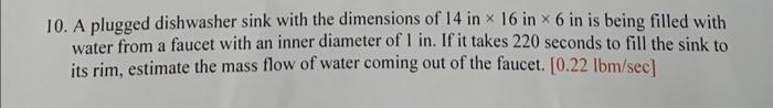 Solved pt 2-Imagine the plug of the sink described in | Chegg.com