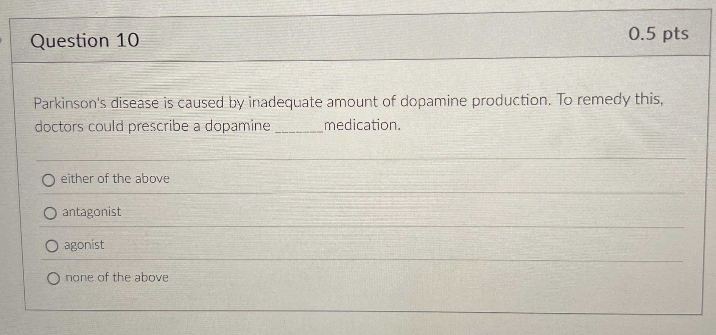 Solved Question 100.5 ﻿ptsParkinson's disease is caused by