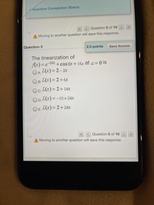 Solved Question Completion Status: Question 5 of 10 A Moving | Chegg.com