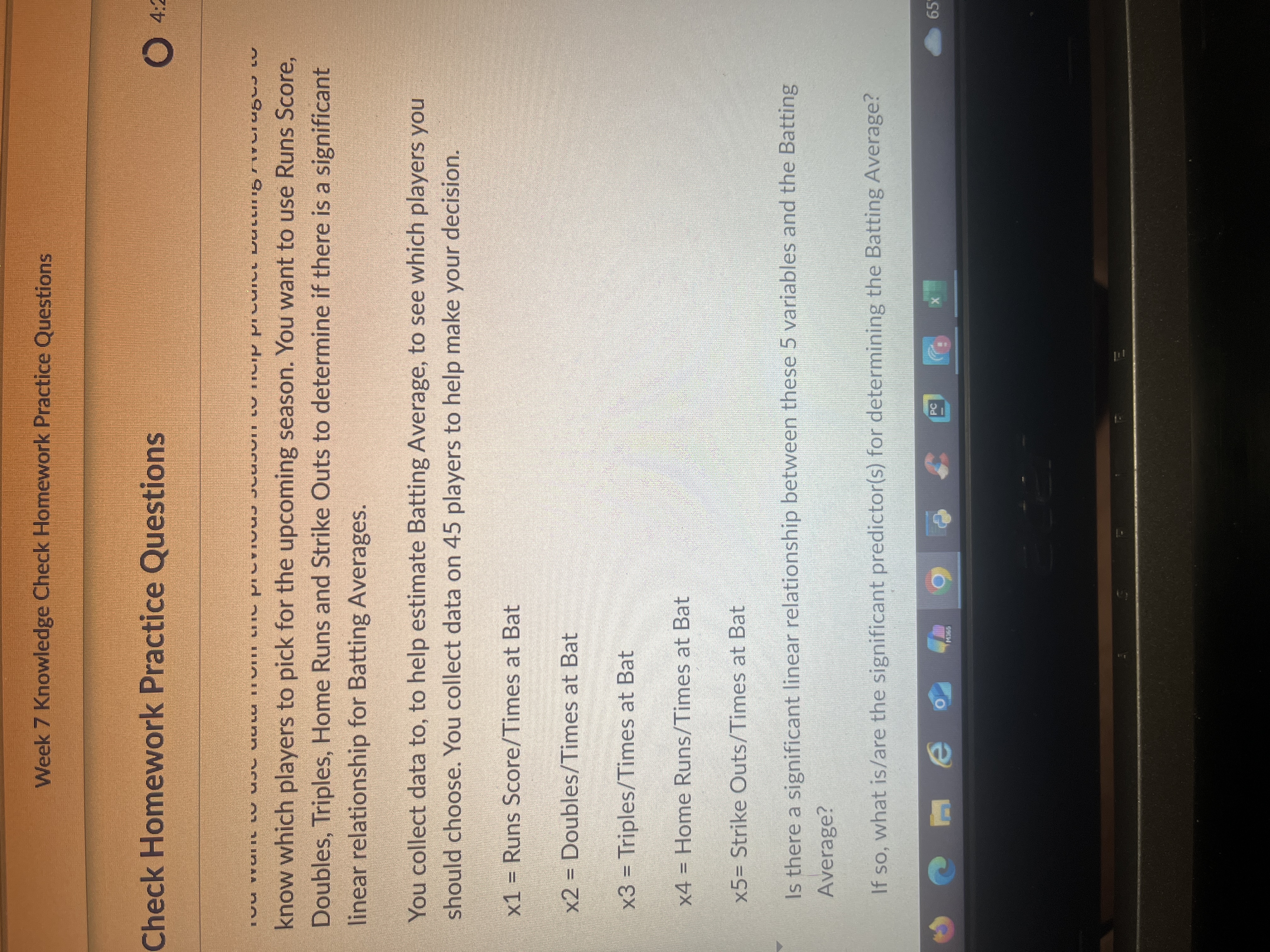 Solved Week 7 ﻿Knowledge Check Homework Practice | Chegg.com