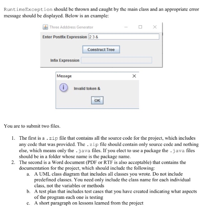 Solved RuntimeException should be thrown and caught by the | Chegg.com