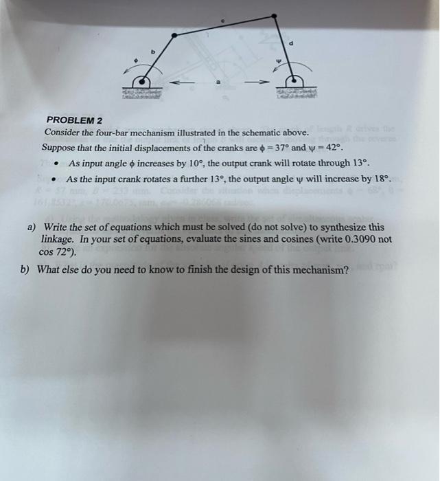 Solved PROBLEM 2 Consider the four-bar mechanism illustrated | Chegg.com
