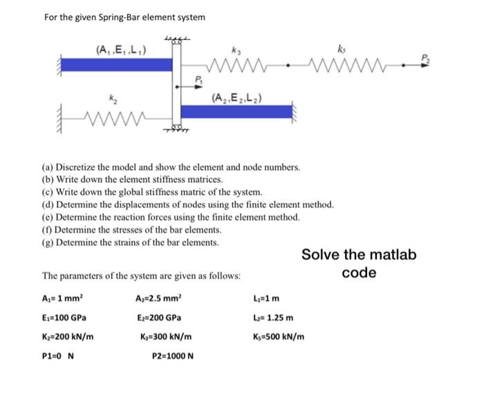 Solved For the given Spring-Bar element system (a) | Chegg.com