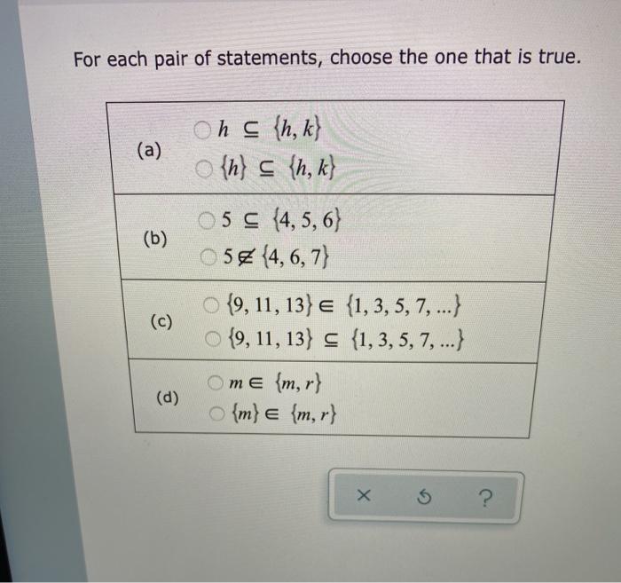 Solved For Each Pair Of Statements Choose The One That I Chegg Com