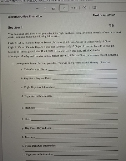 Executive Office SimulationFinal ExaminationSection | Chegg.com