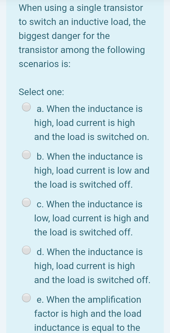 Solved When using a single transistor to switch an inductive | Chegg.com