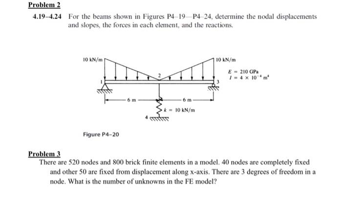 Solved Problem 2 4.19-4.24 For the beams shown in Figures | Chegg.com
