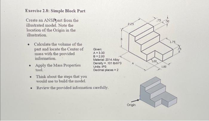 Exercise 2.8: Simple Block Part Create an ANSI art | Chegg.com