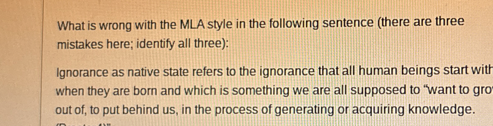 Solved What is wrong with the MLA style in the following | Chegg.com