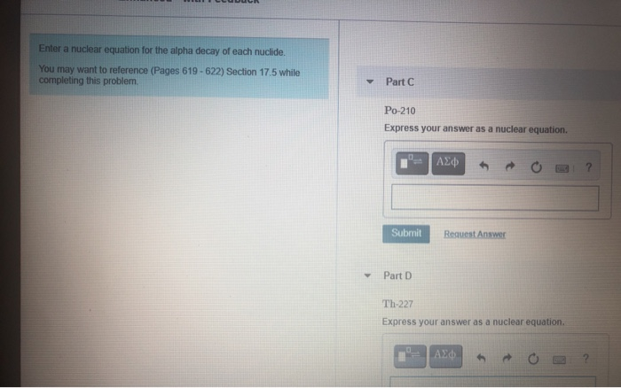 Solved Enter A Nuclear Equation For The Alpha Decay Of Each Chegg