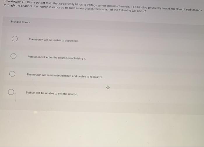 Solved Tetrodotoxin (TTX) is a potent toxin that | Chegg.com