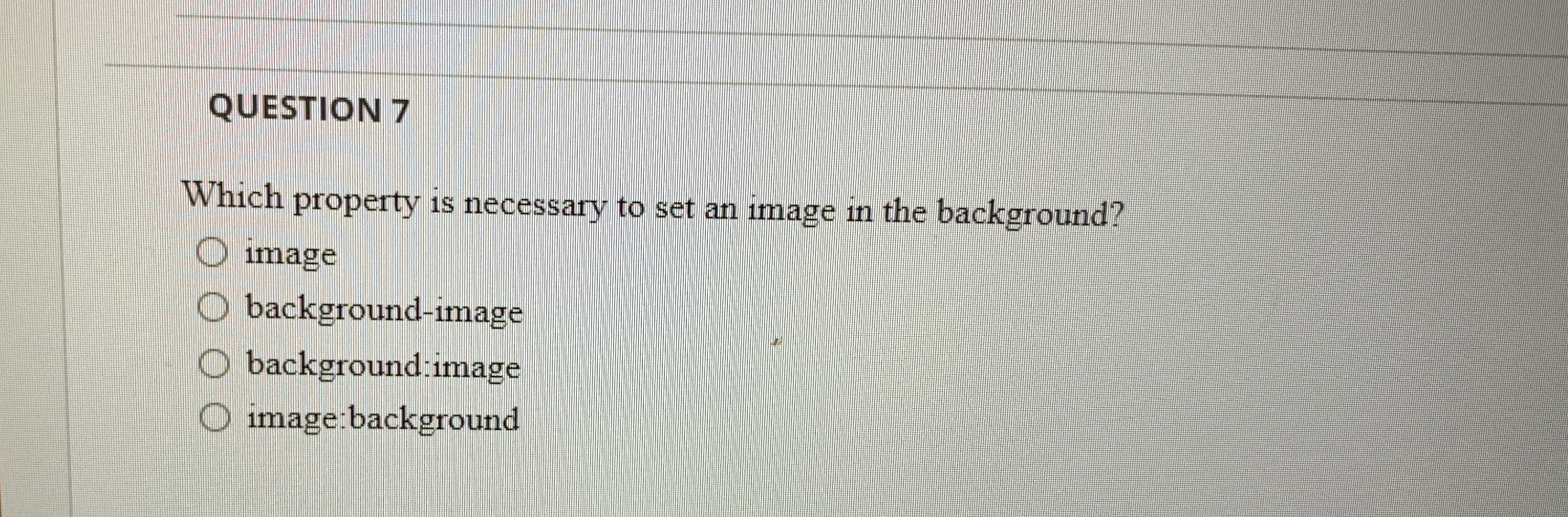 QUESTION 7Which property is necessary to set an image | Chegg.com