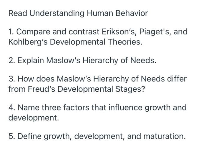 Solved Read Understanding Human Behavior 1. Compare and Chegg