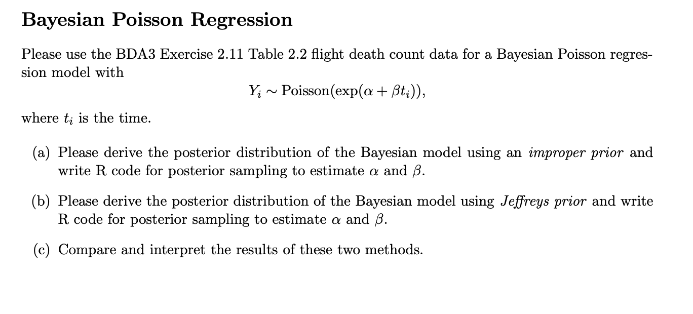 Bayesian Poisson RegressionPlease use the BDA3 | Chegg.com