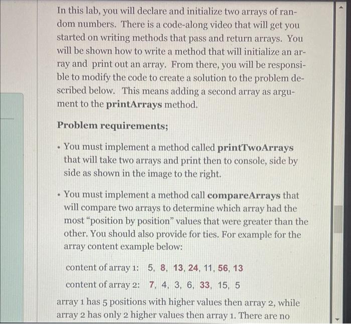 Solved In this lab, you will declare and initialize two | Chegg.com