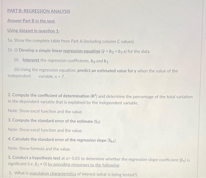 PART B: REGRESSION ANALYSIS Answer Part B In The | Chegg.com