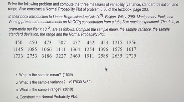 Solved Solve the following problem and compute the three | Chegg.com
