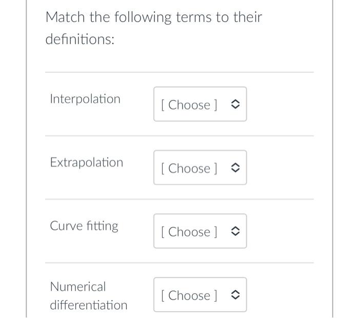 Solved Match the following terms to their definitions: | Chegg.com