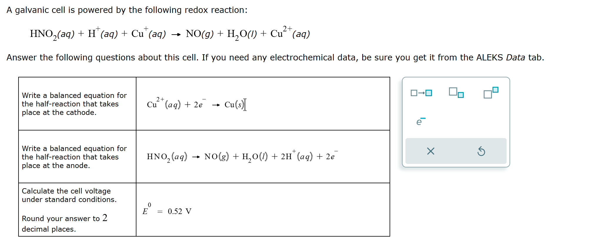 Solved A galvanic cell is powered by the following redox | Chegg.com